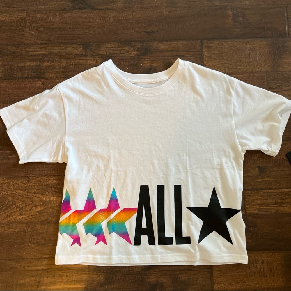 Converse All Stars Graphic Print Crop Top Short Sleeves Juniors/ Women Size XL
